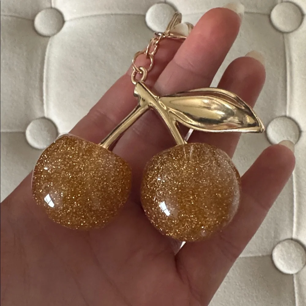 Gold Cherries Bag Charm and Keychain